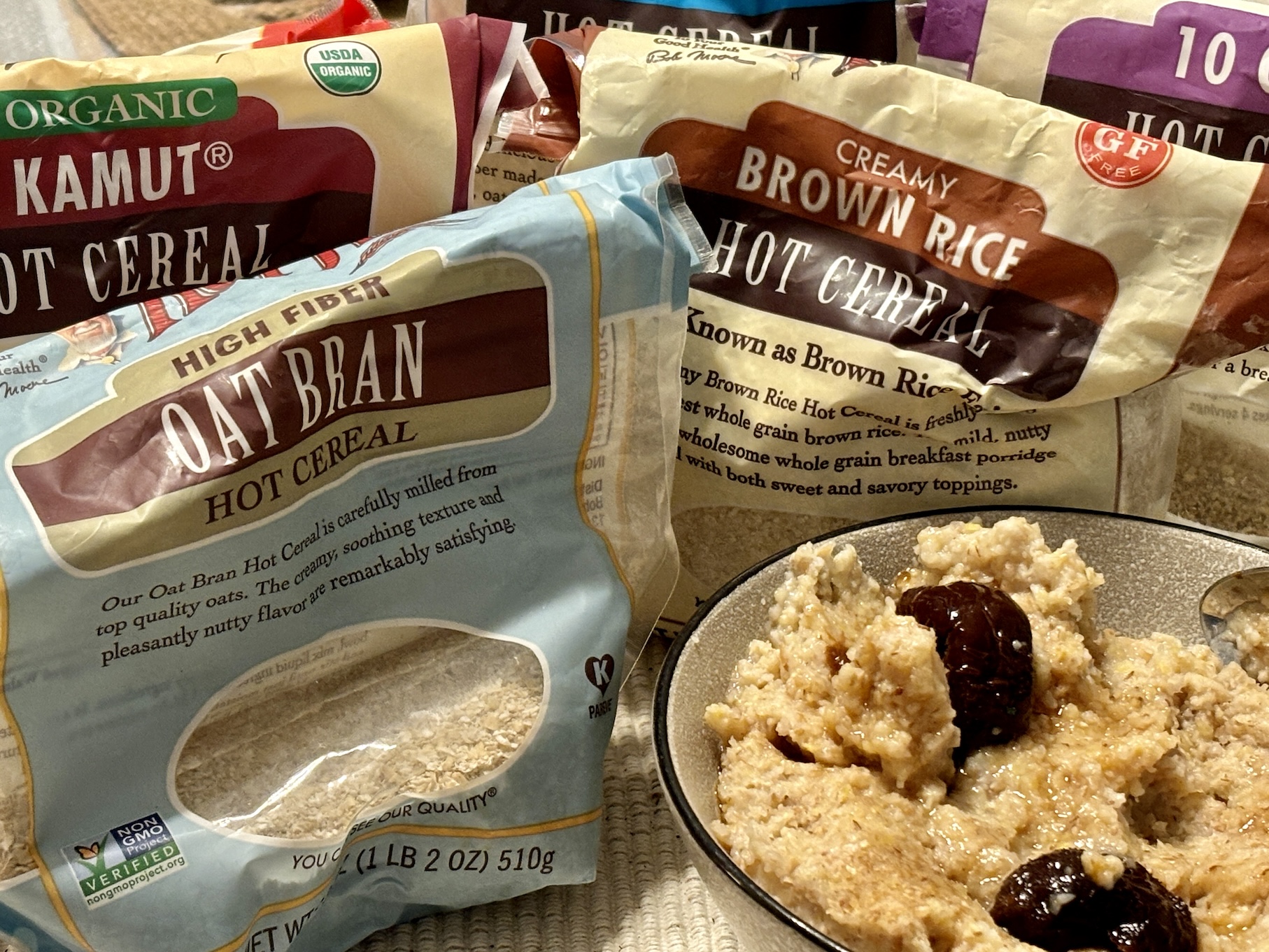 Variety of Bob's Red Mill Hot Cereals for an easy, quick plant-based / vegan breakfast Variety of Bob's Red Mill Hot Cereals for an easy, quick plant-based / vegan breakfast
