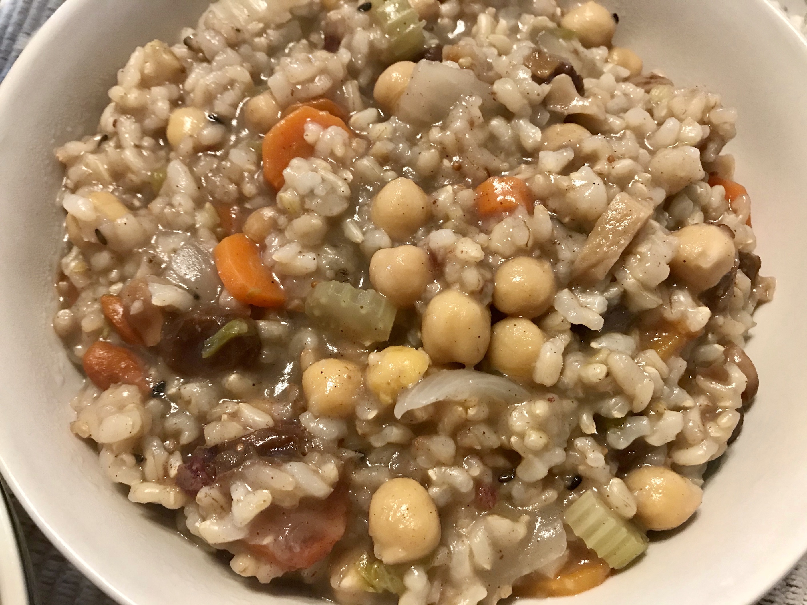 Breakfast Porridge with Brown Rice, Chickpeas, Carrots & other Root Vegetables