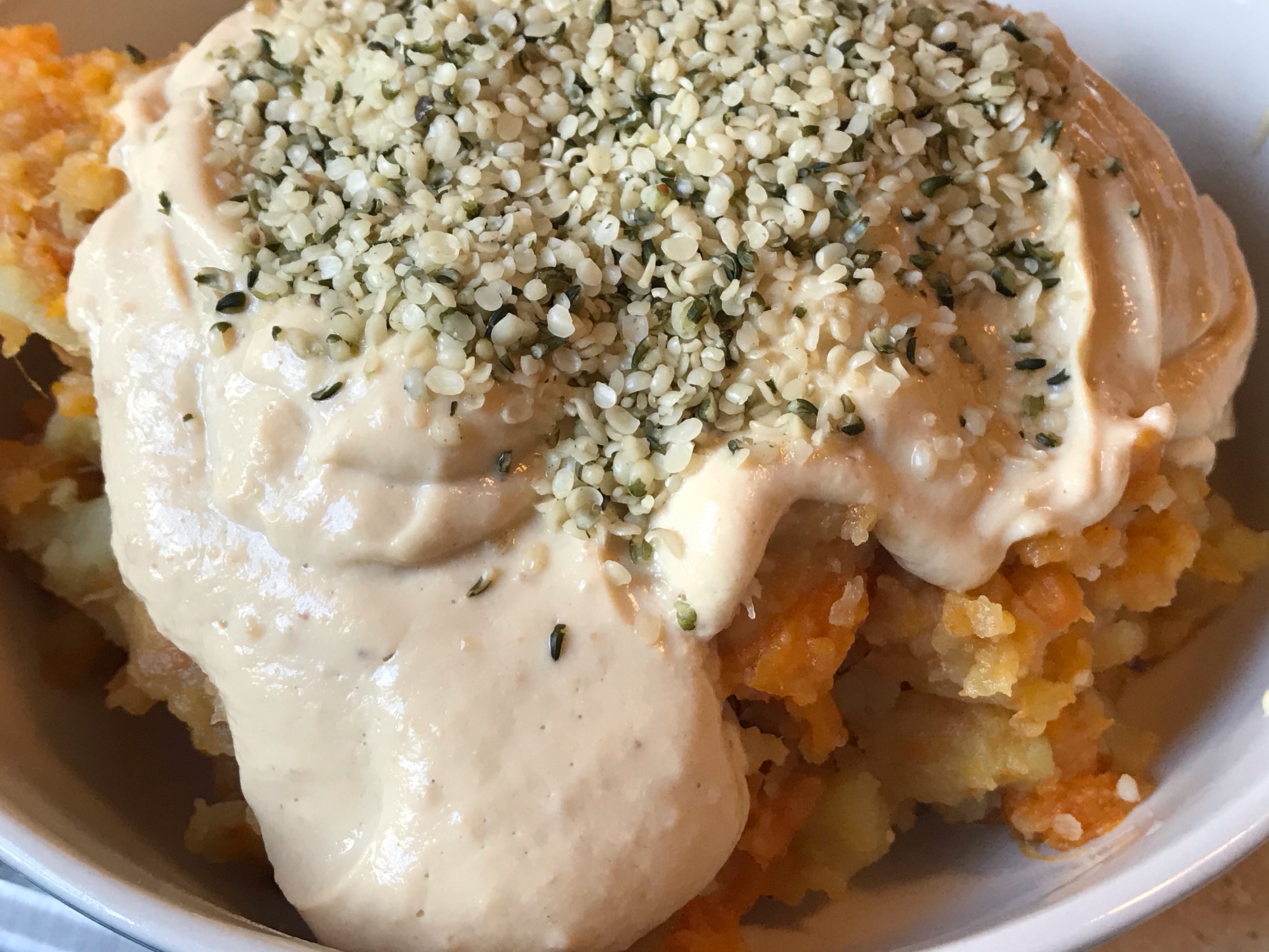 Sweet Potato Porridge with Peanut Tofu Topping Sweet Potato Porridge with Peanut Tofu Topping