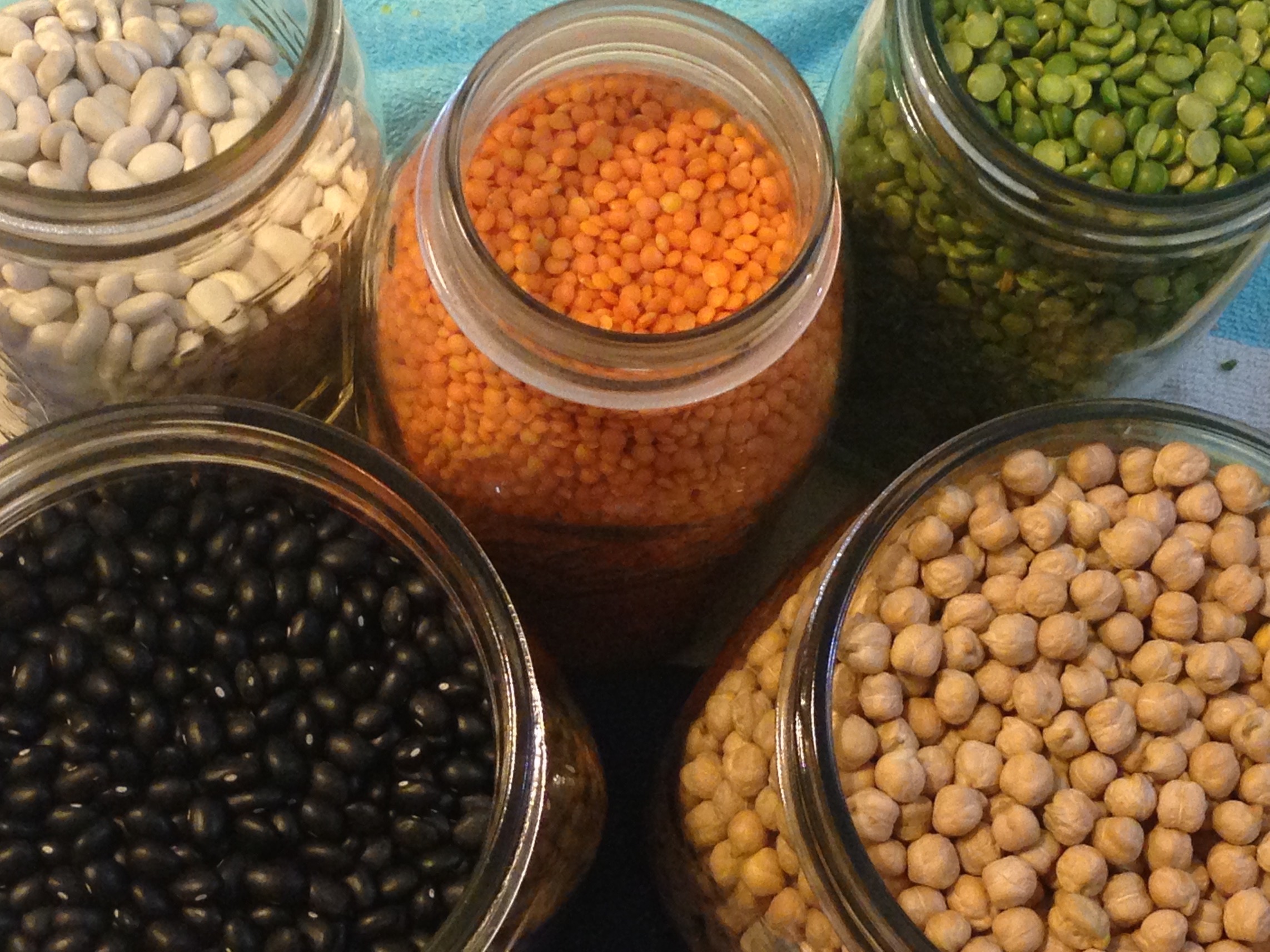 Colorful beans and legumes in jars Colorful beans and legumes in jars