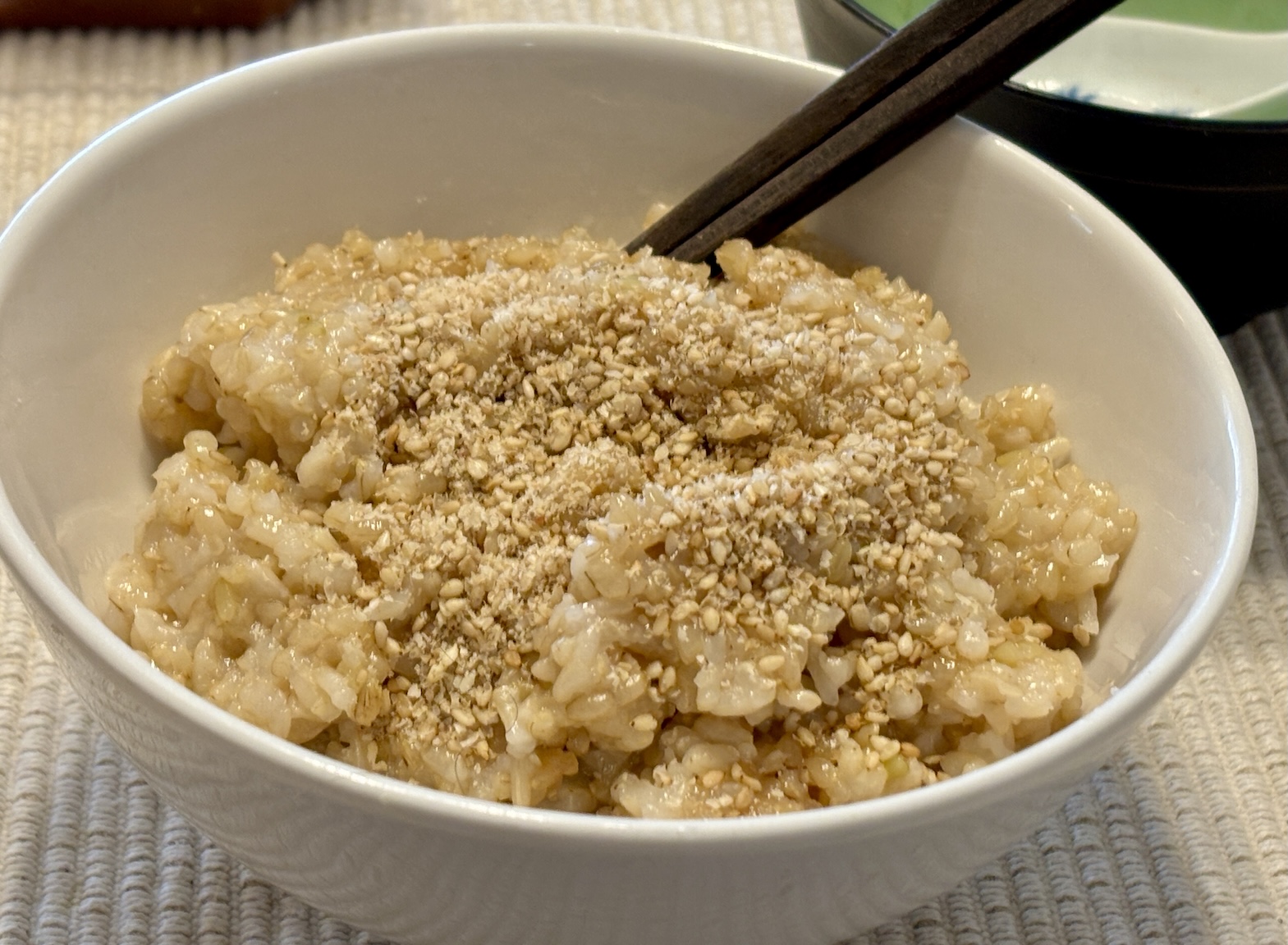 Brown Rice topped with Gomashio Sesame Salt