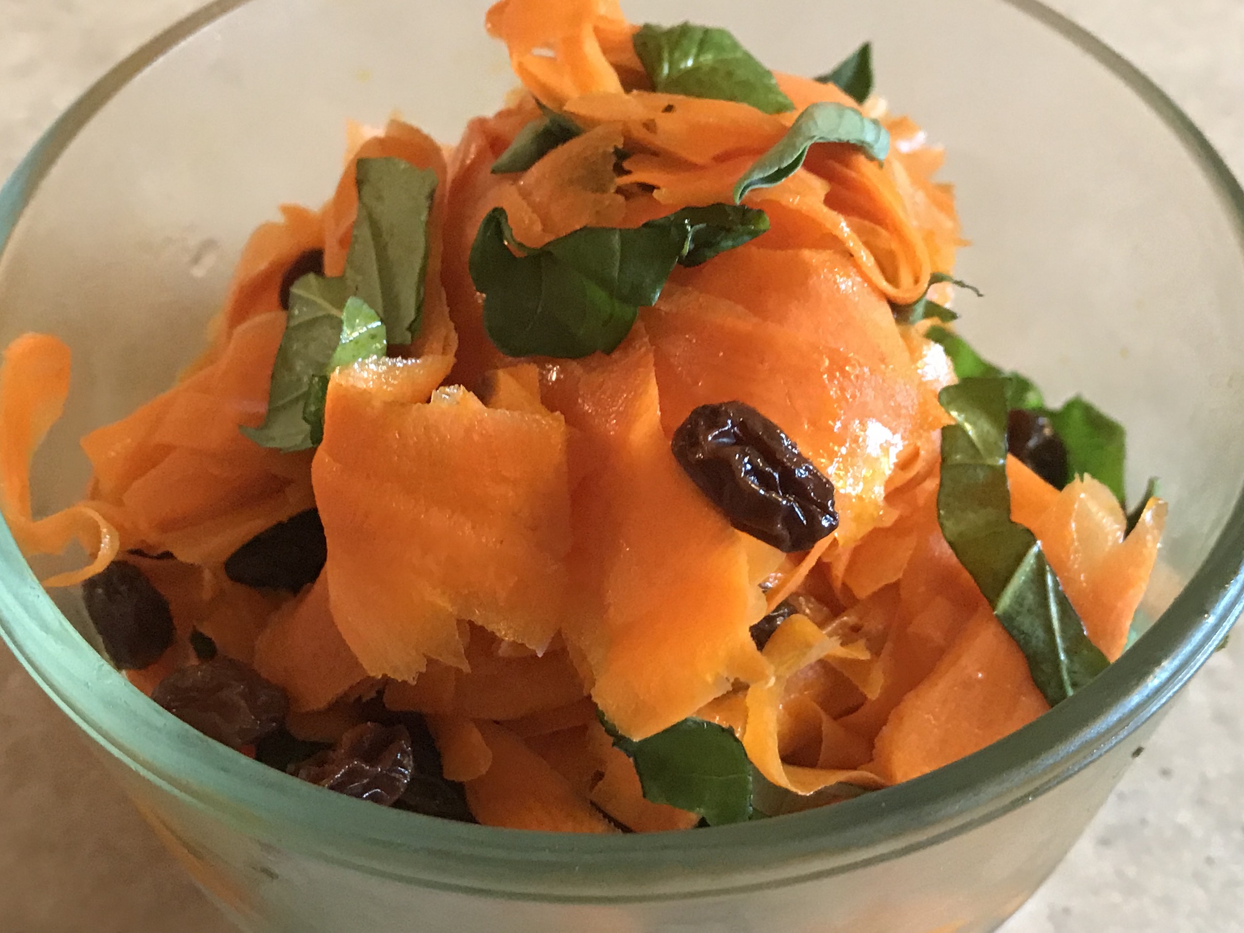 Shaved Carrot Salad with Basil & Raisins Shaved Carrot Salad with Basil & Raisins