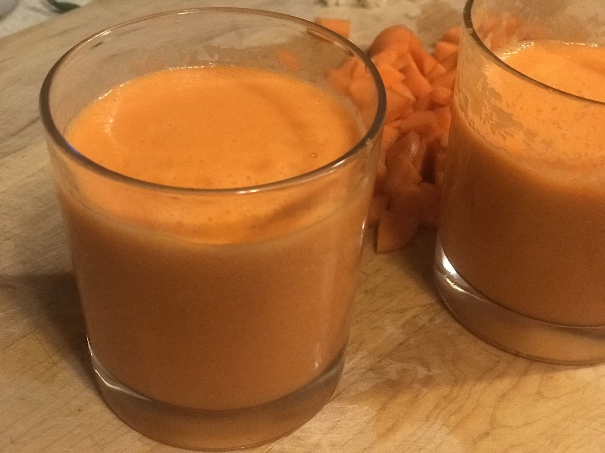 Carrot Drink blended with ginger and apple cider