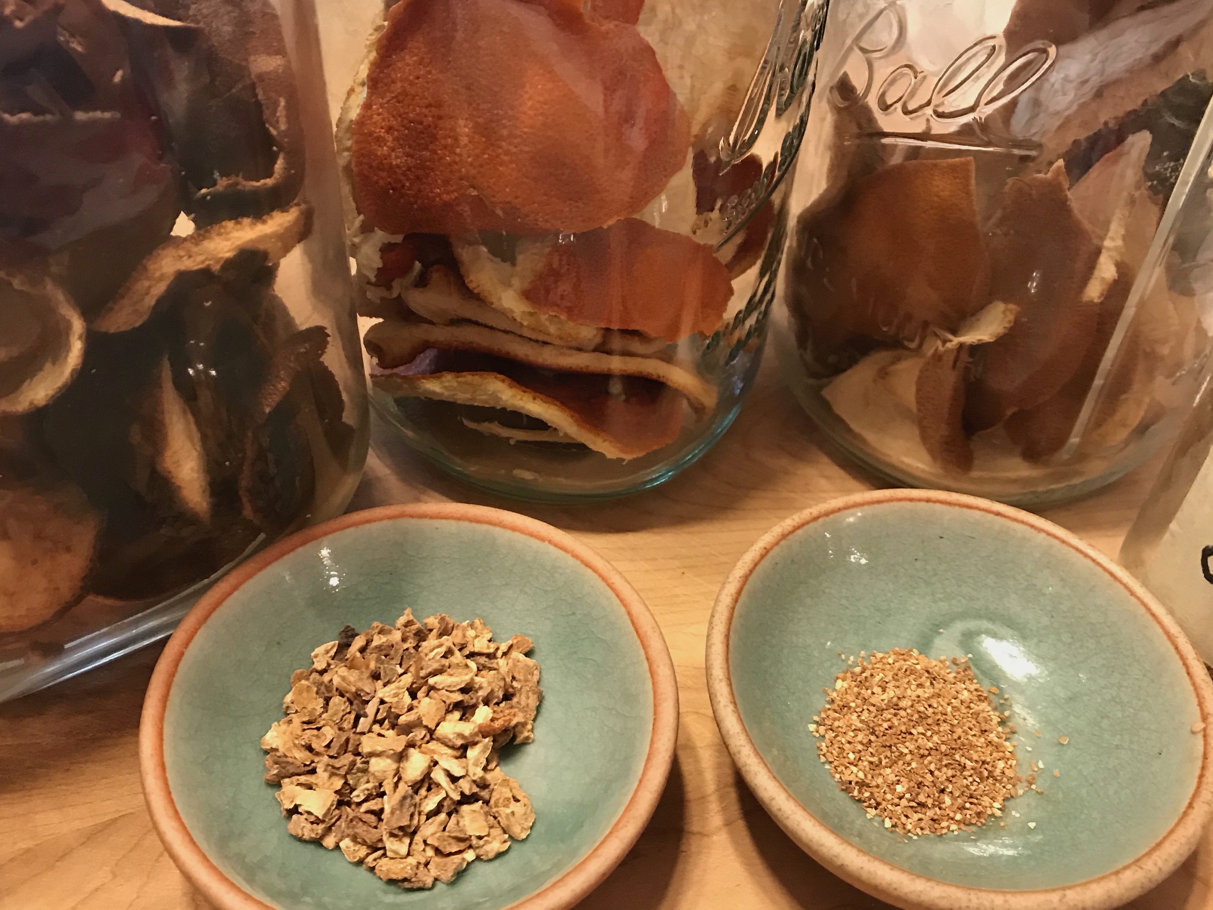 Citrus peel in jars