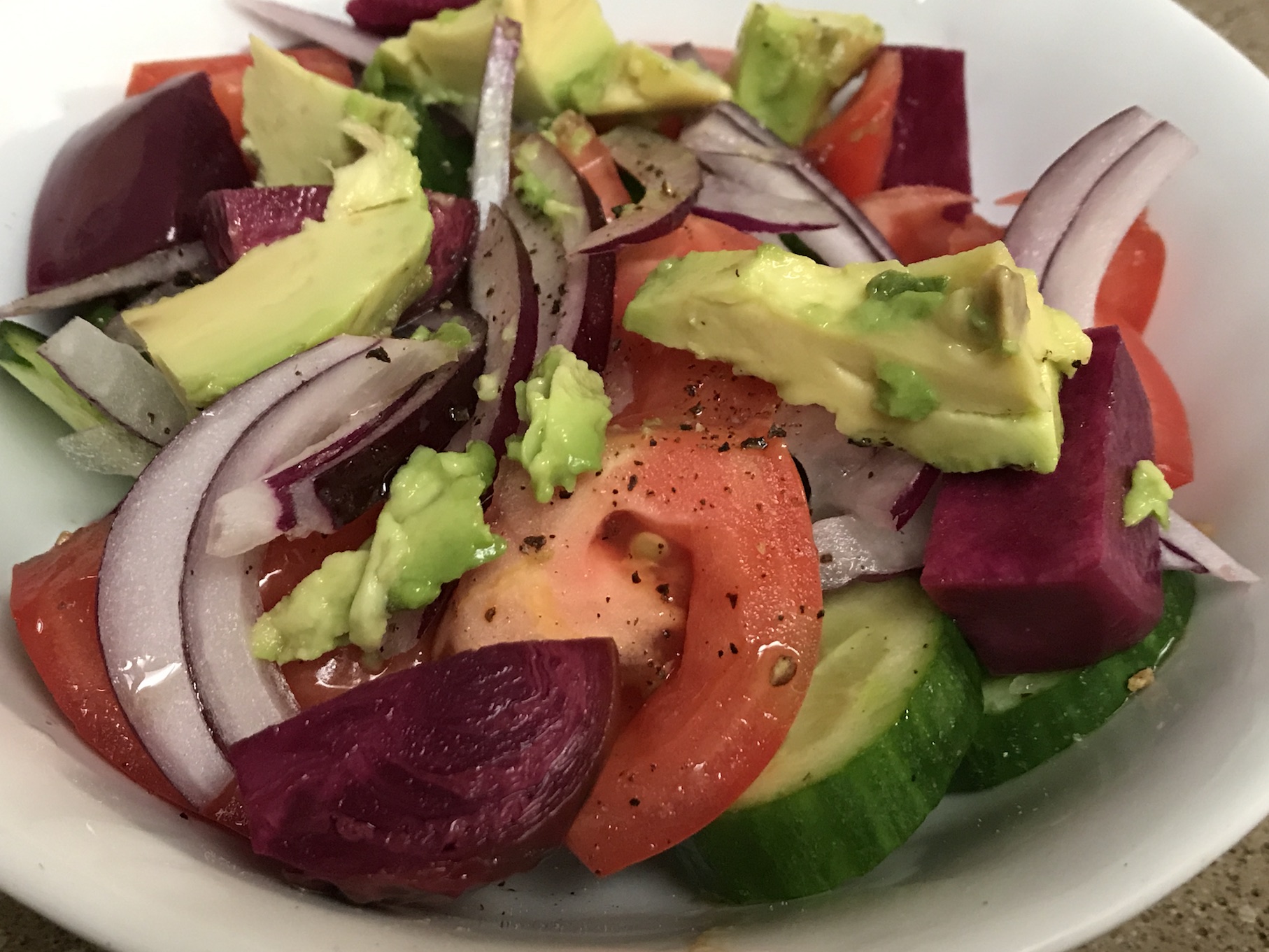 Cucumber Tomato Beet Onion Salad
