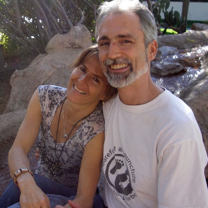 Don & I sitting along the rocks where we were married the year prior