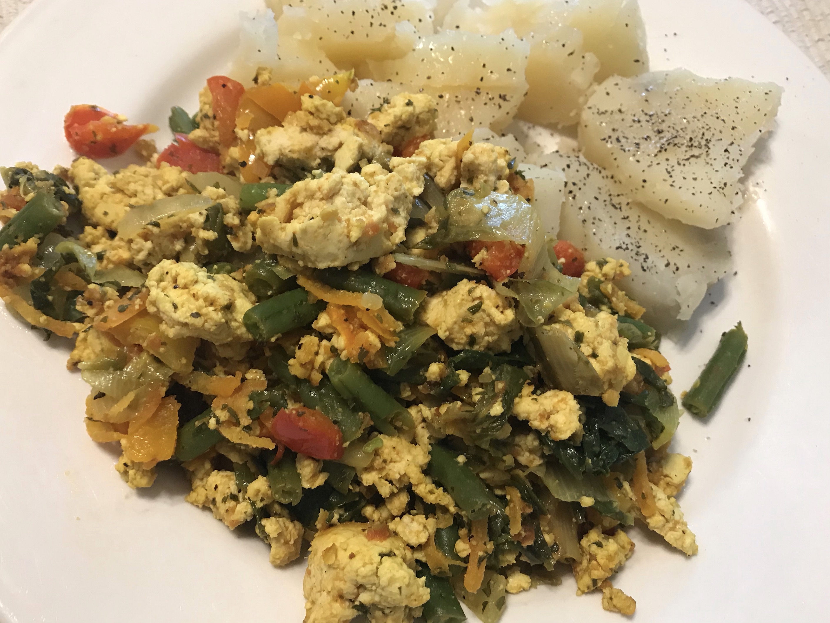 Tofu Scramble Steamed Potatoes & Veg