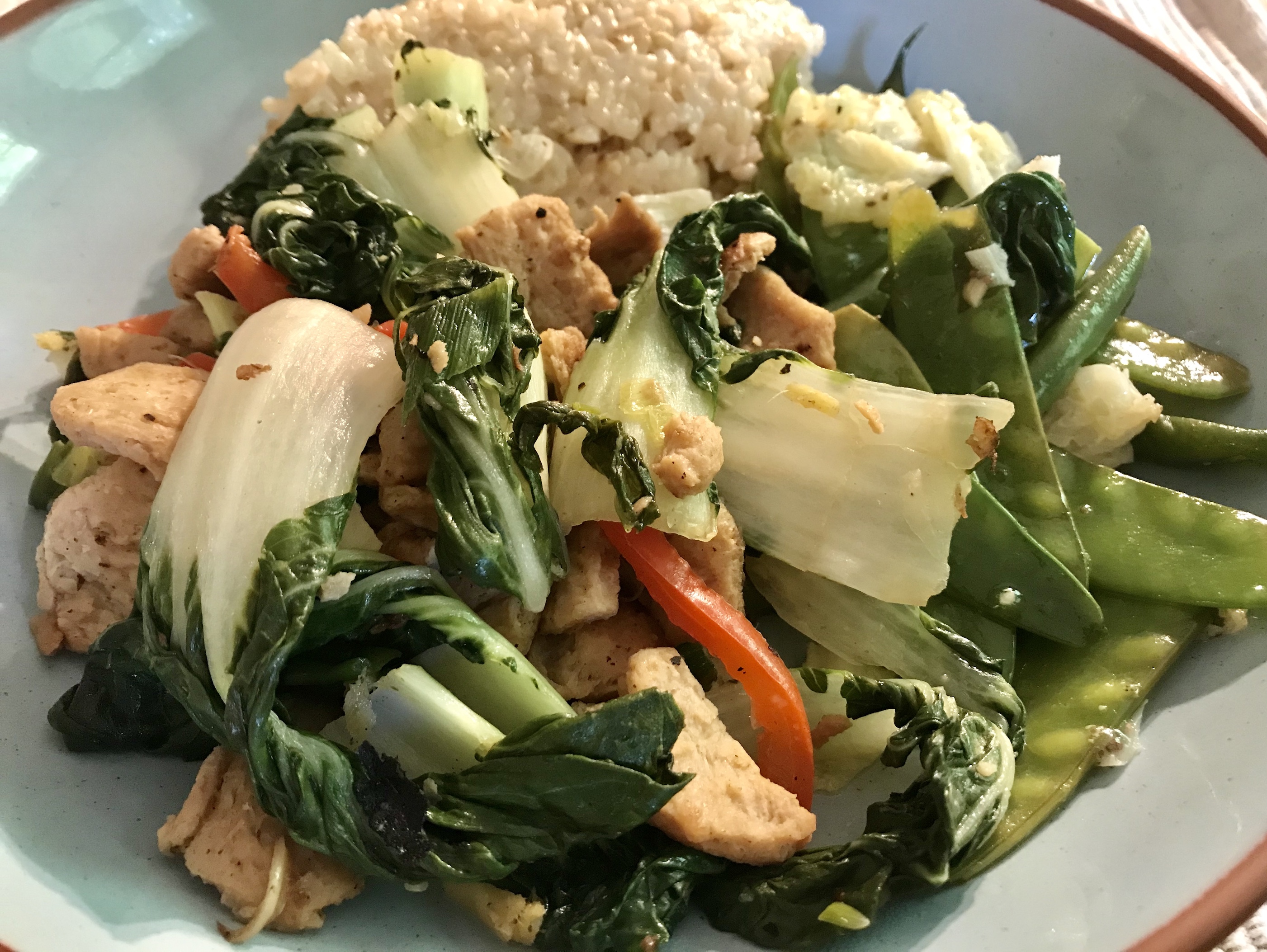 Brown Rice, Baby Bok Choy and Tempeh Bowl Brown Rice, Baby Bok Choy and Tempeh Bowl