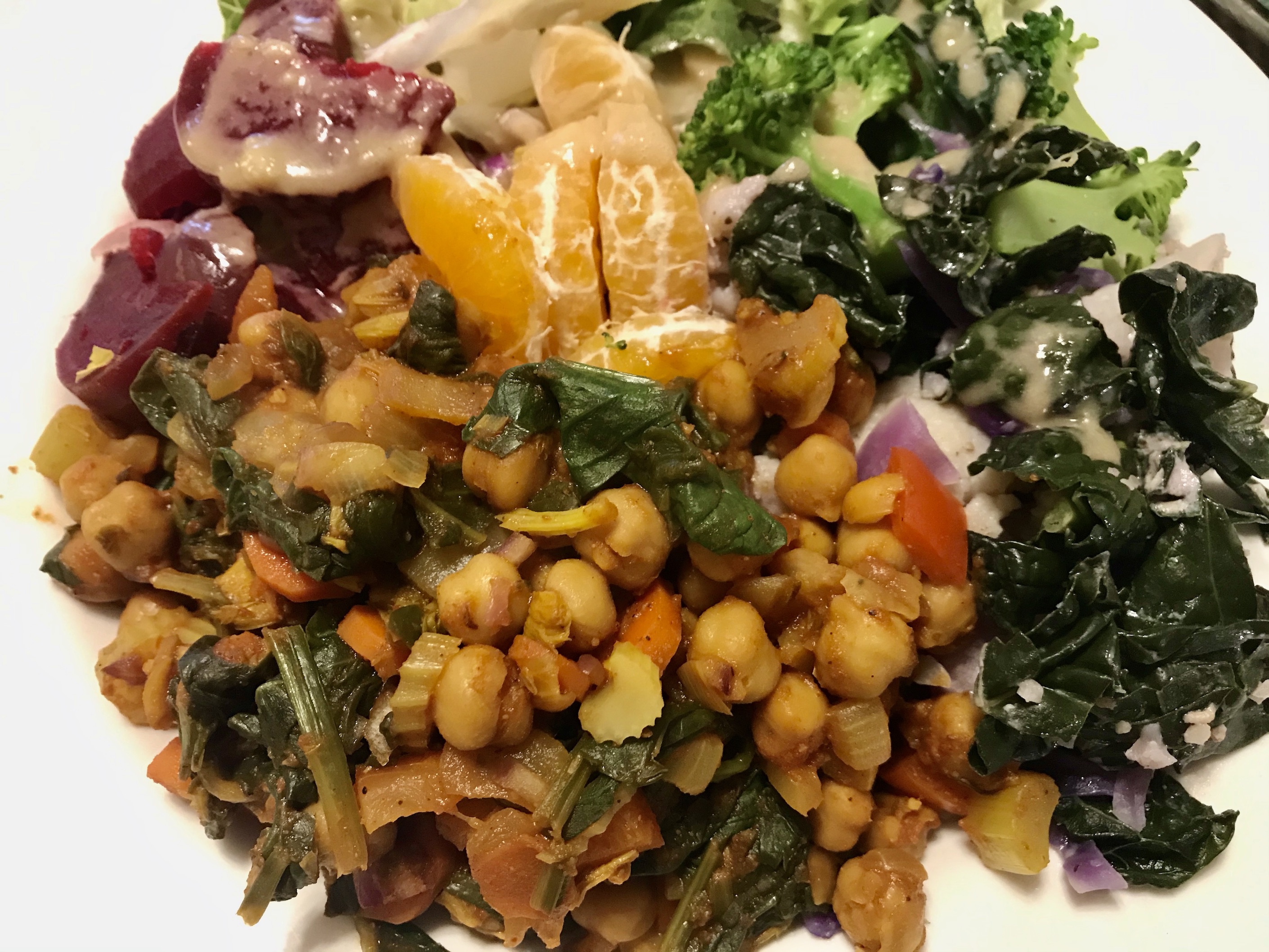 Plant-Based Main Meal of Chickpeas with Kale, Beets & Orange Plant-Based Main Meal of Chickpeas with Kale, Beets & Orange