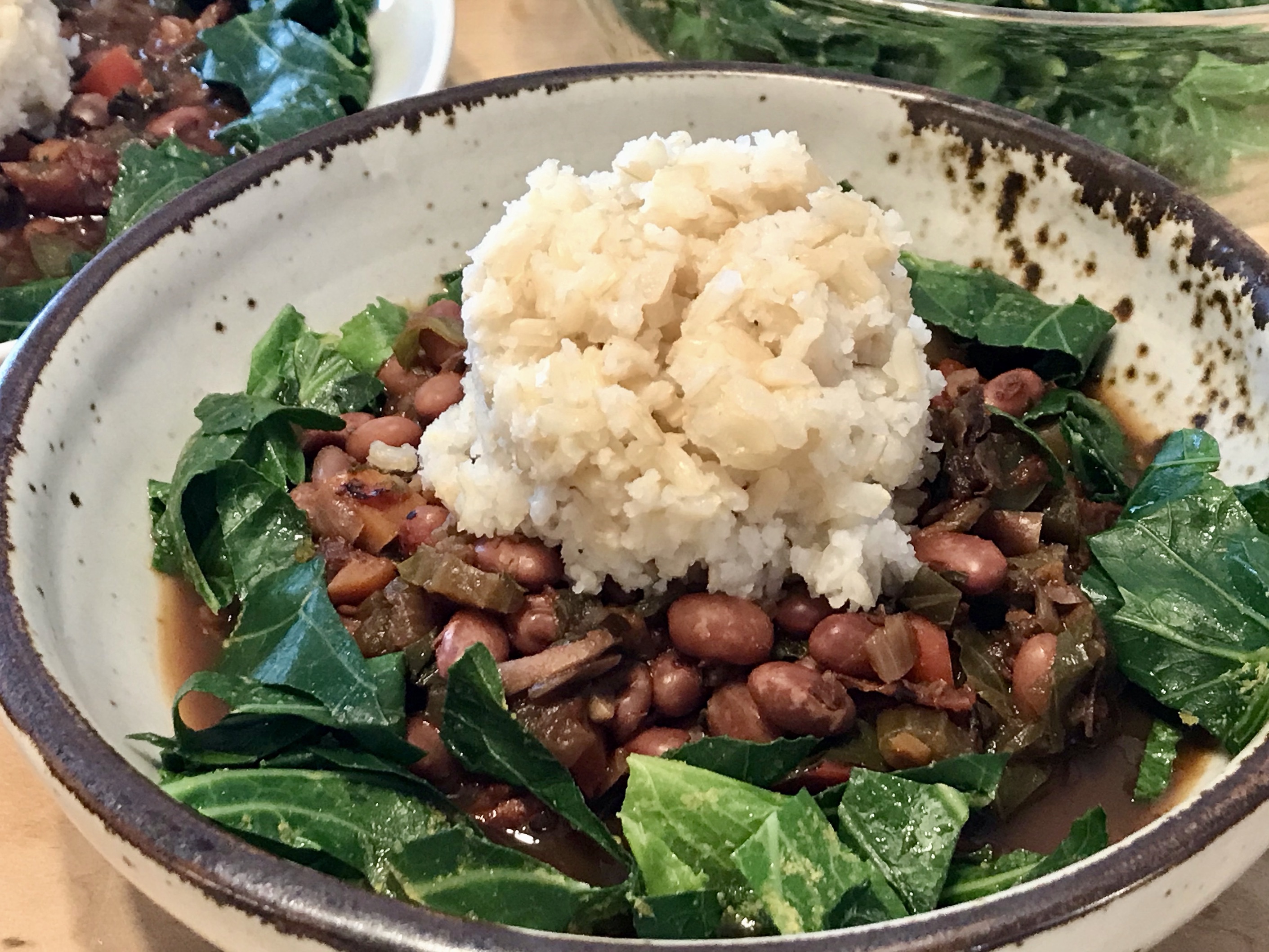 Plant-Based Red Beans & Rice with Collard Greens
