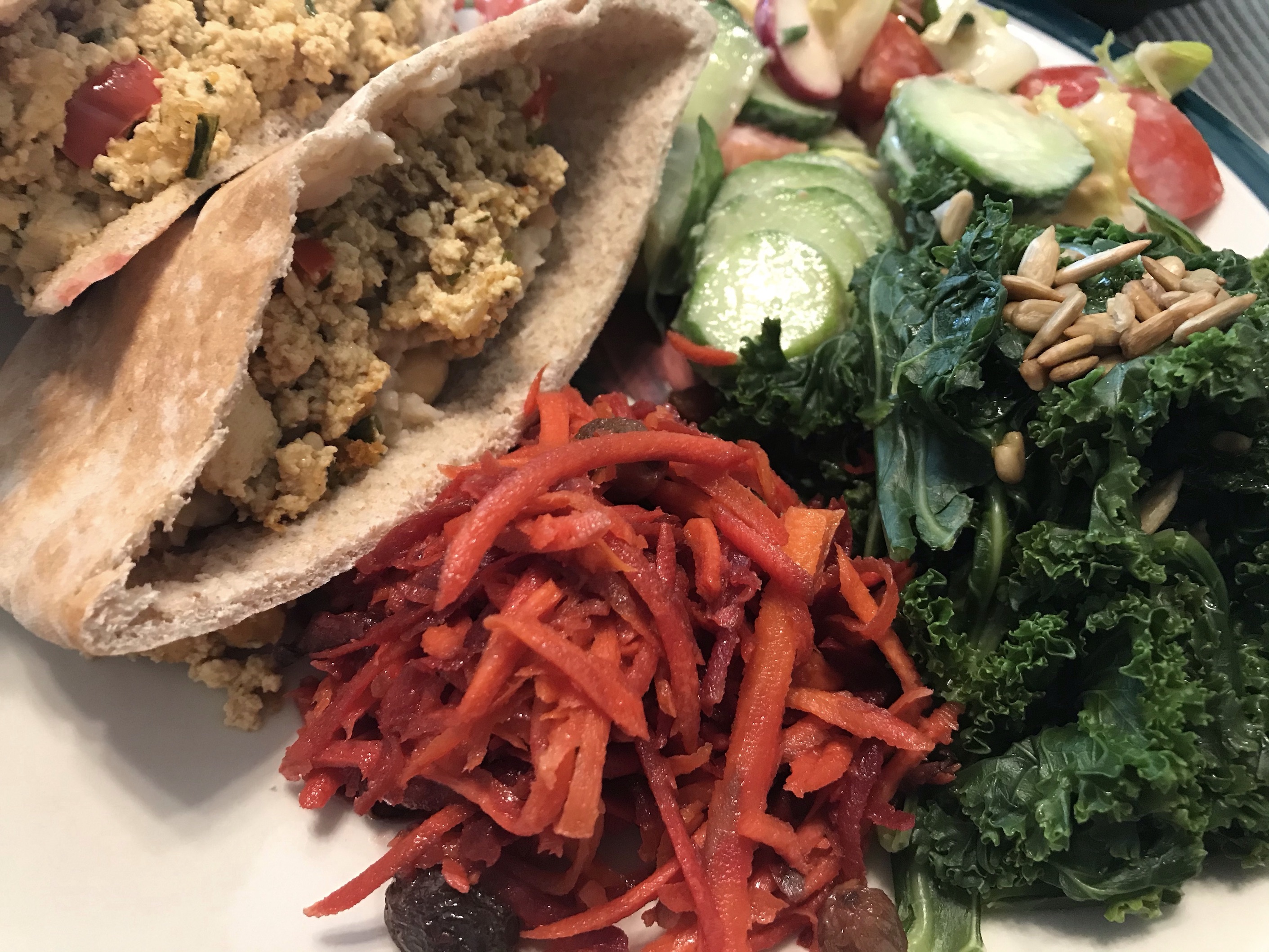 Tofu Scramble in WW Pita with salad Tofu Scramble in WW Pita with salad