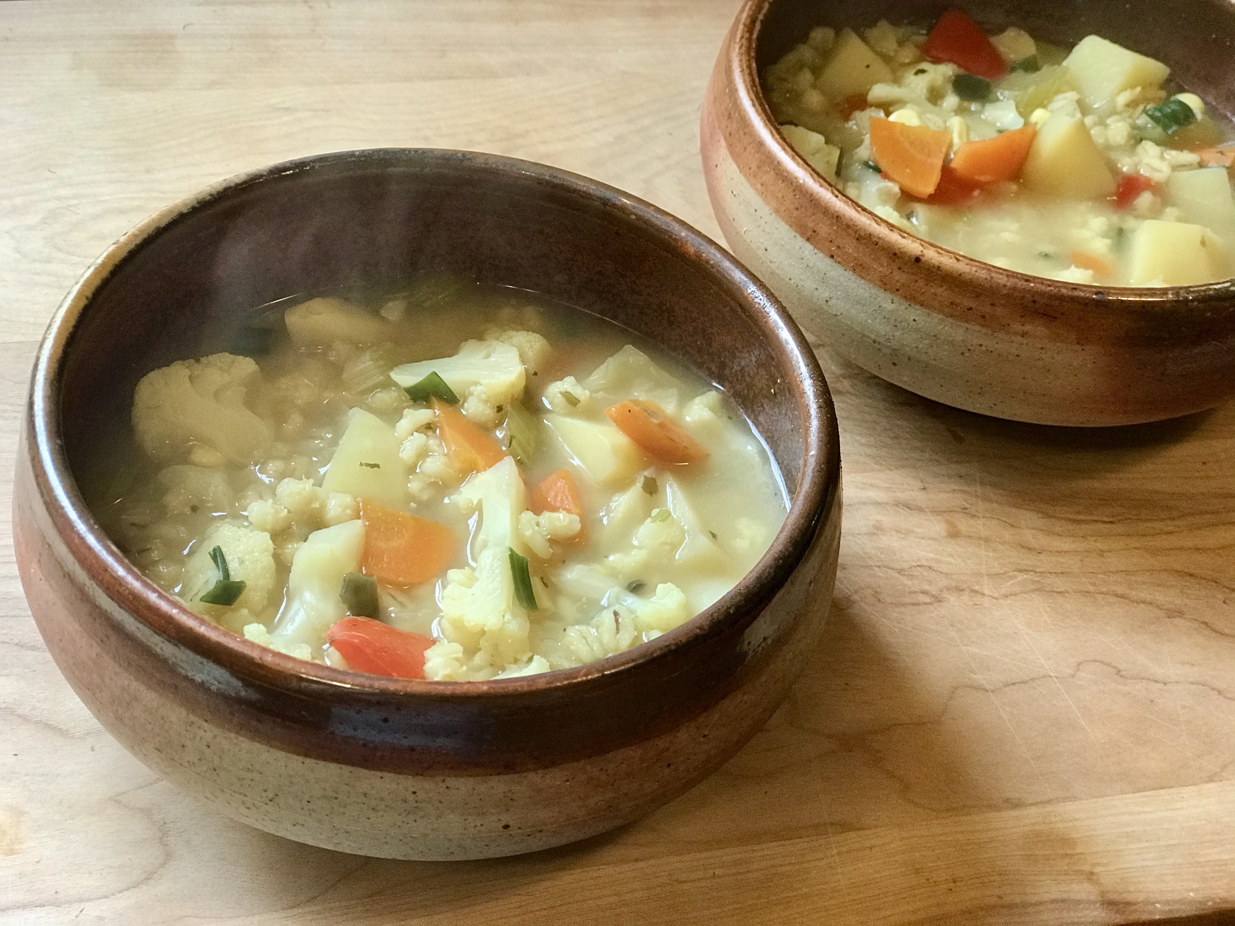 Barley Vegetable Soup with Sweet Miso