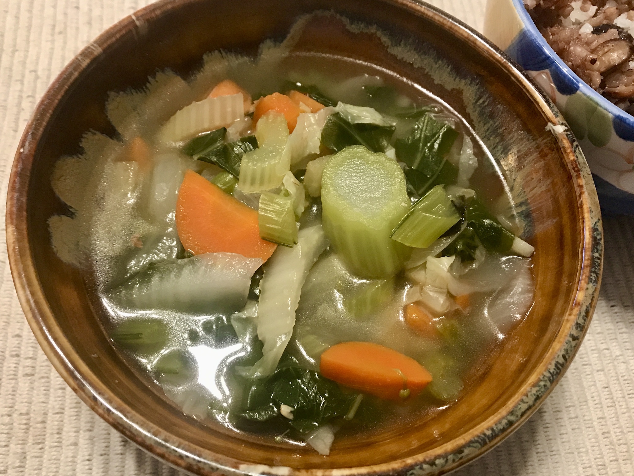 Miso Soup in Dashi Broth with Asian Greens & Napa Cabbage