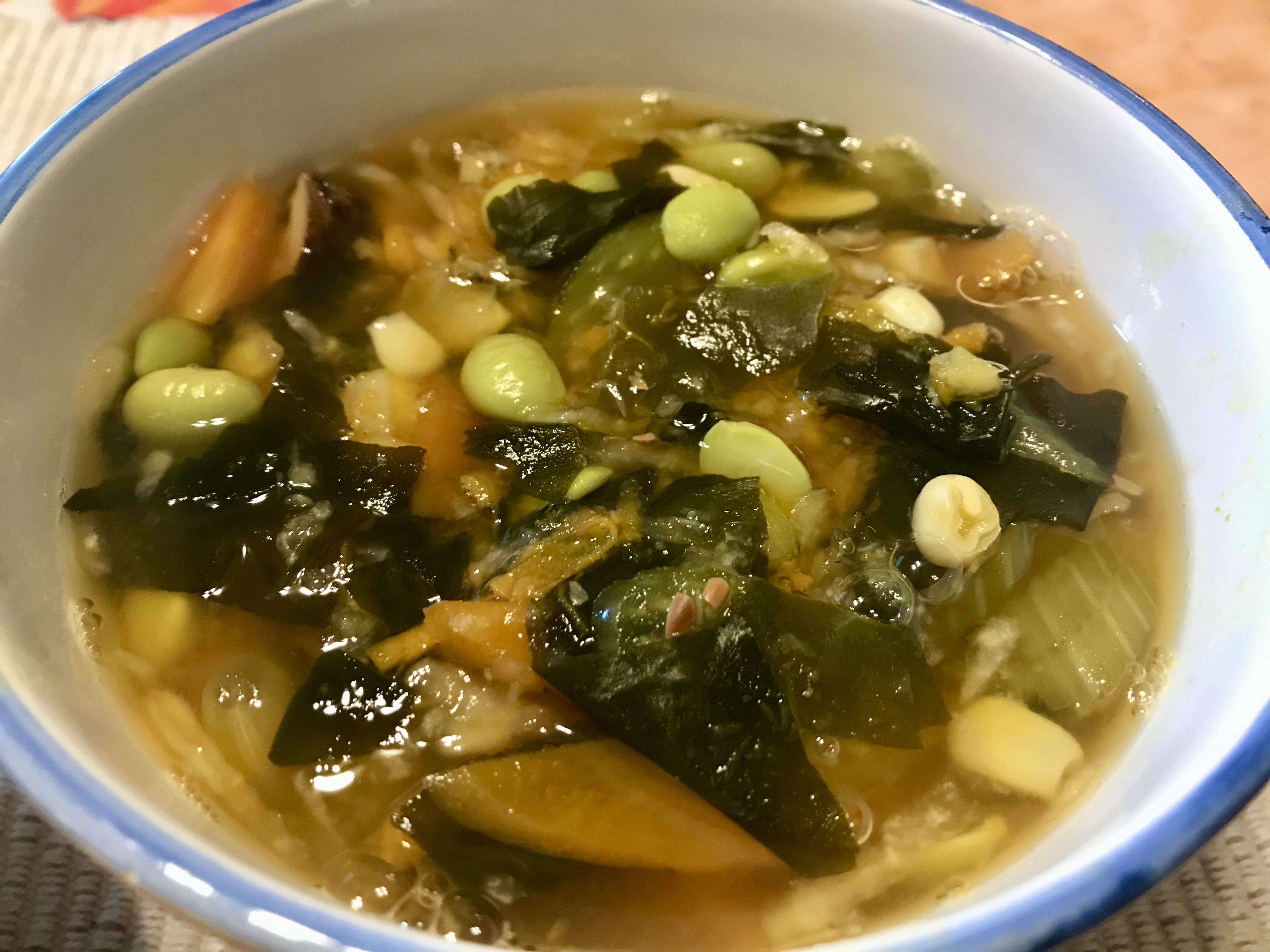 Miso Soup in Dashi Broth with Edamame & Vegetables
