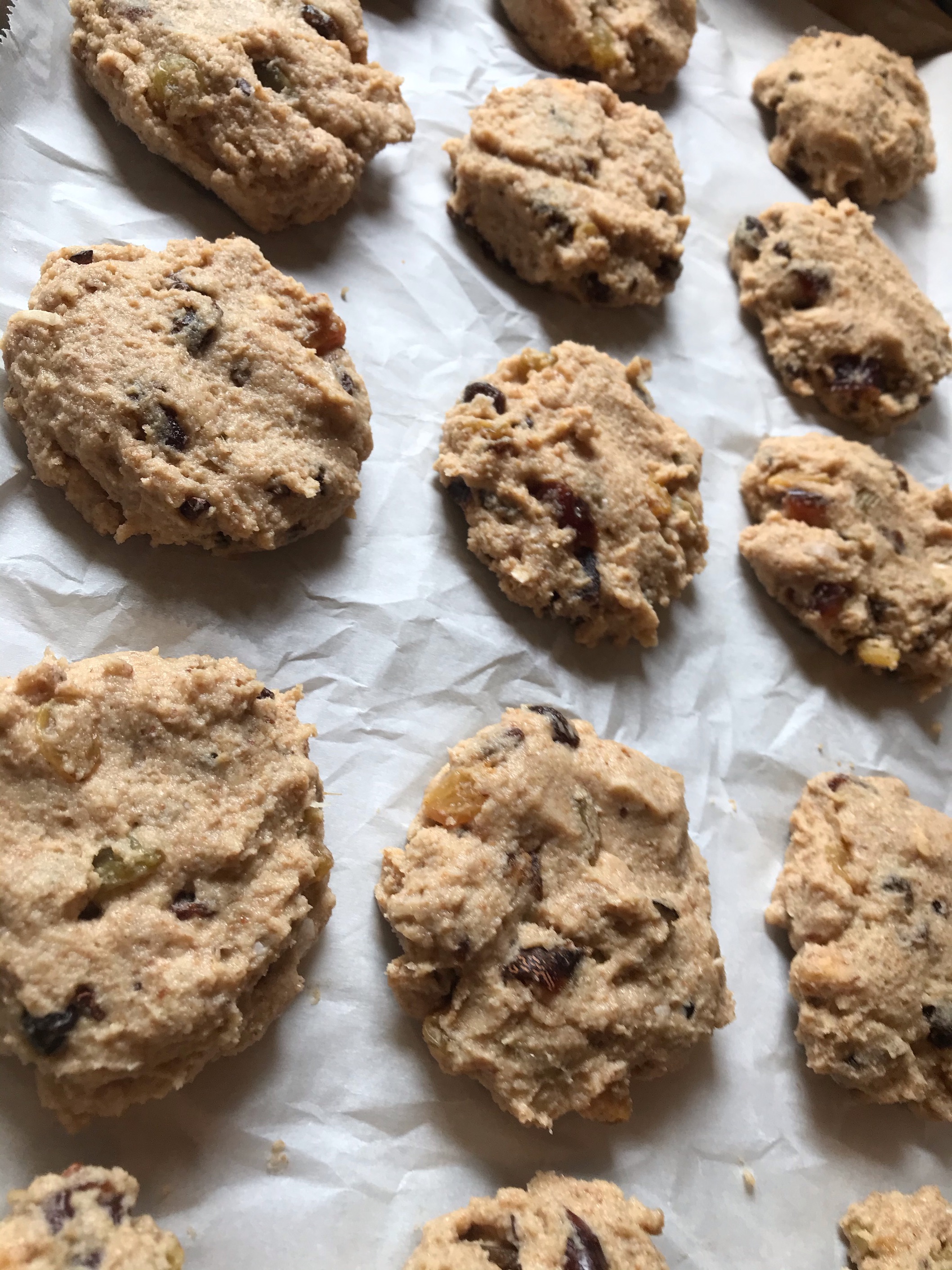 Okara Bannock Cookies on baking tray2