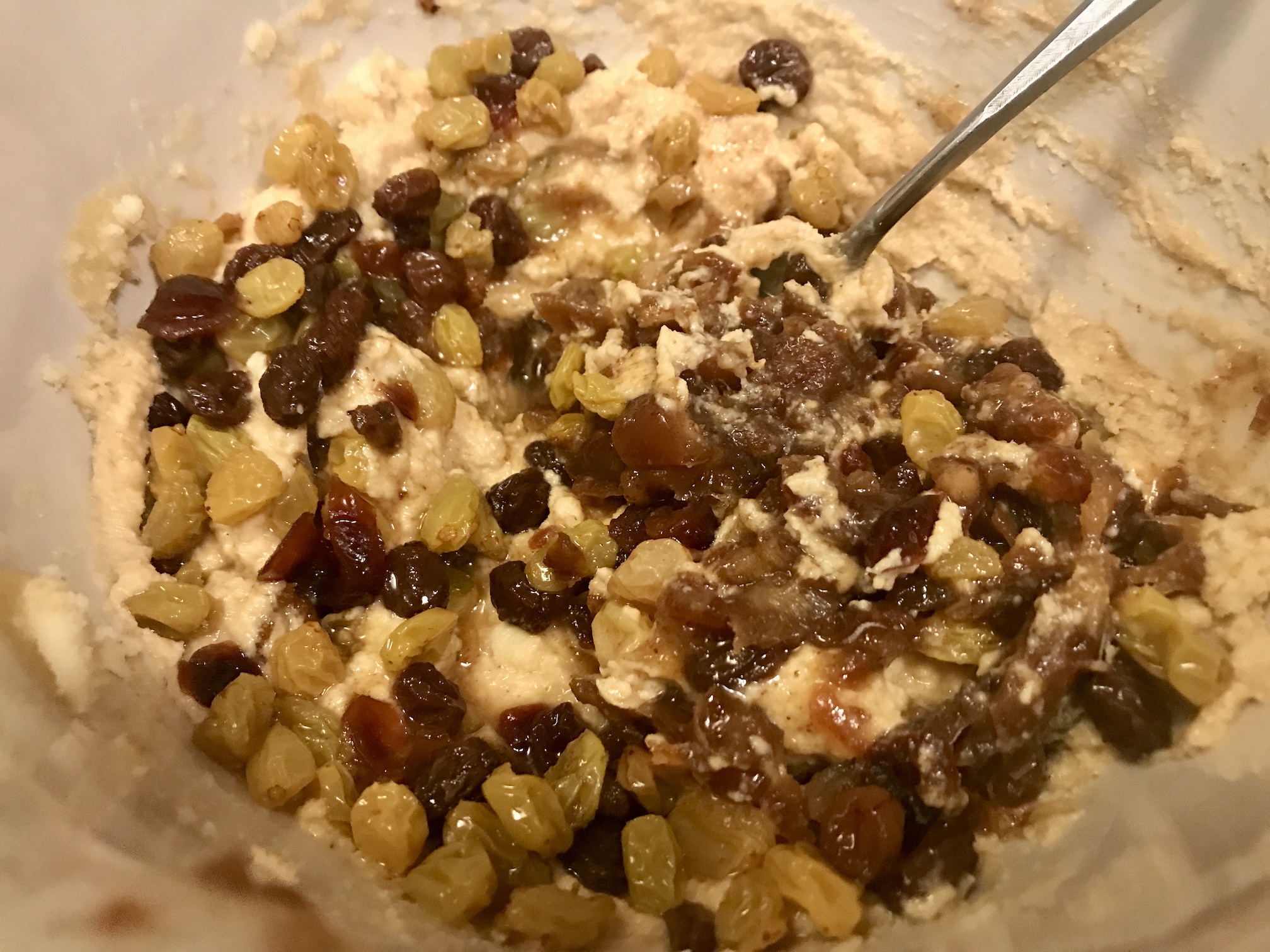 Carob Peanut Butter Okara Brownies batter with all the dried fruit Carob Peanut Butter Okara Brownies batter with all the dried fruit