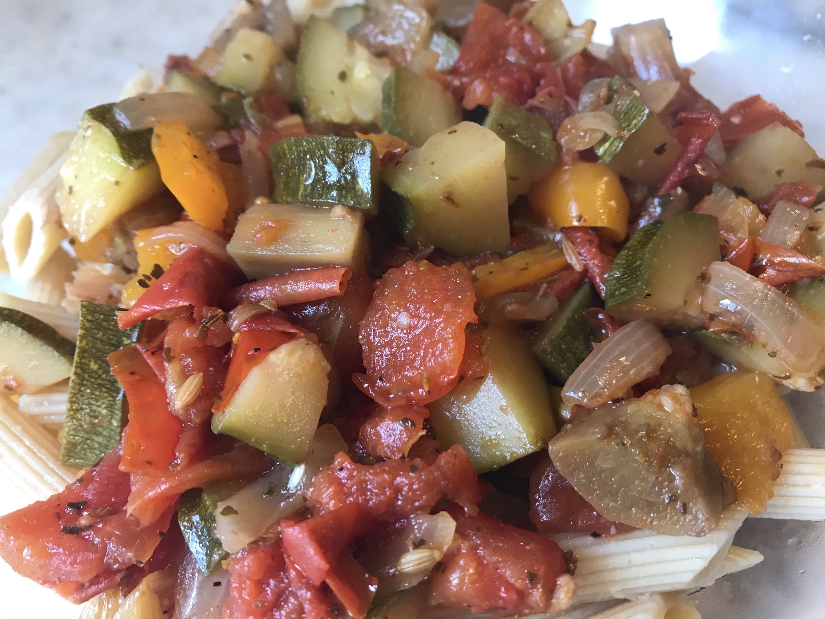 Pasta with Whole Grain Penne Noodles & Roasted Tomato & Zucchini Pasta with Whole Grain Penne Noodles & Roasted Tomato & Zucchini