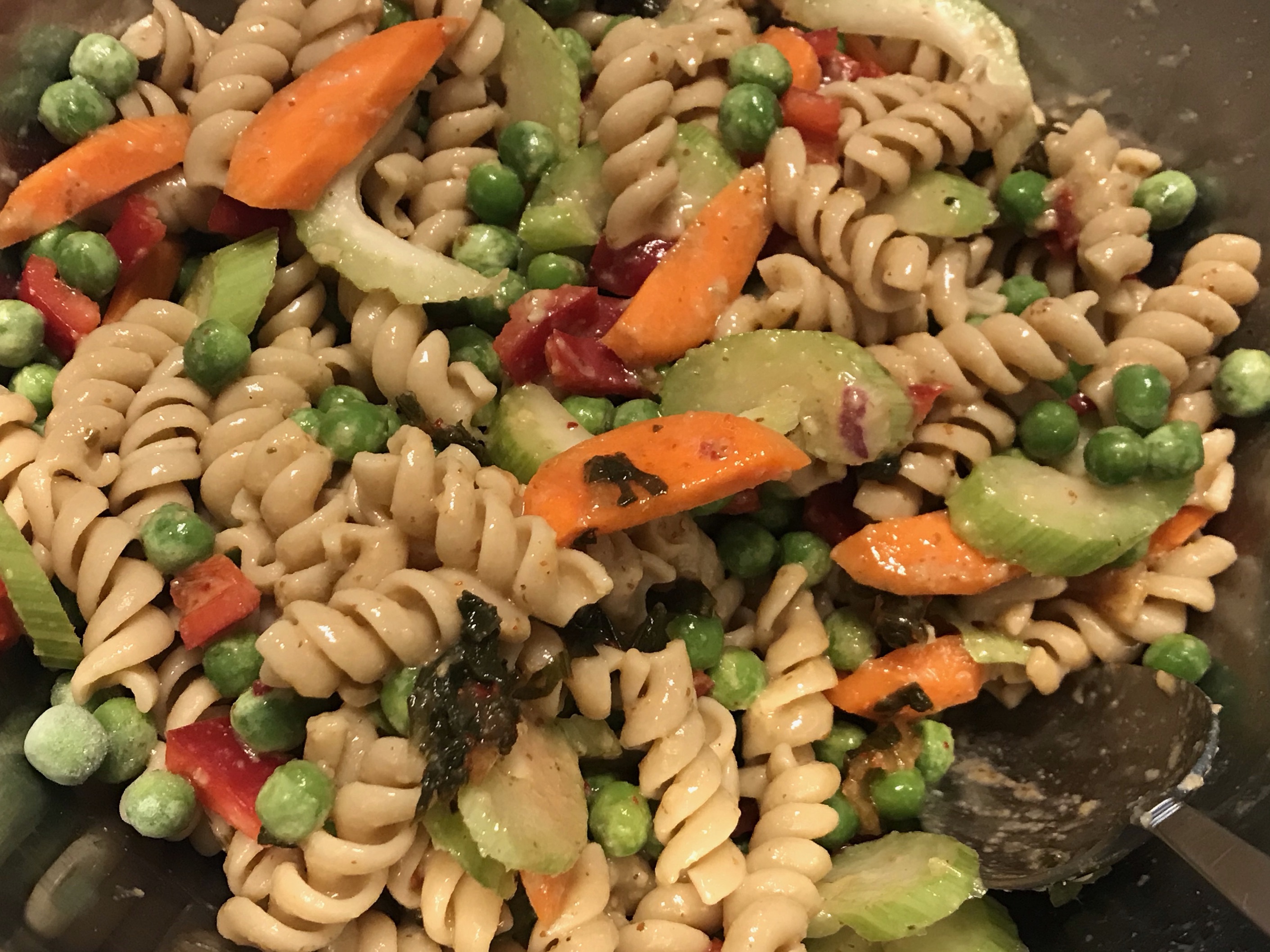 Healthy Vegan Pasta Salad with Spiral Pasta & Peas