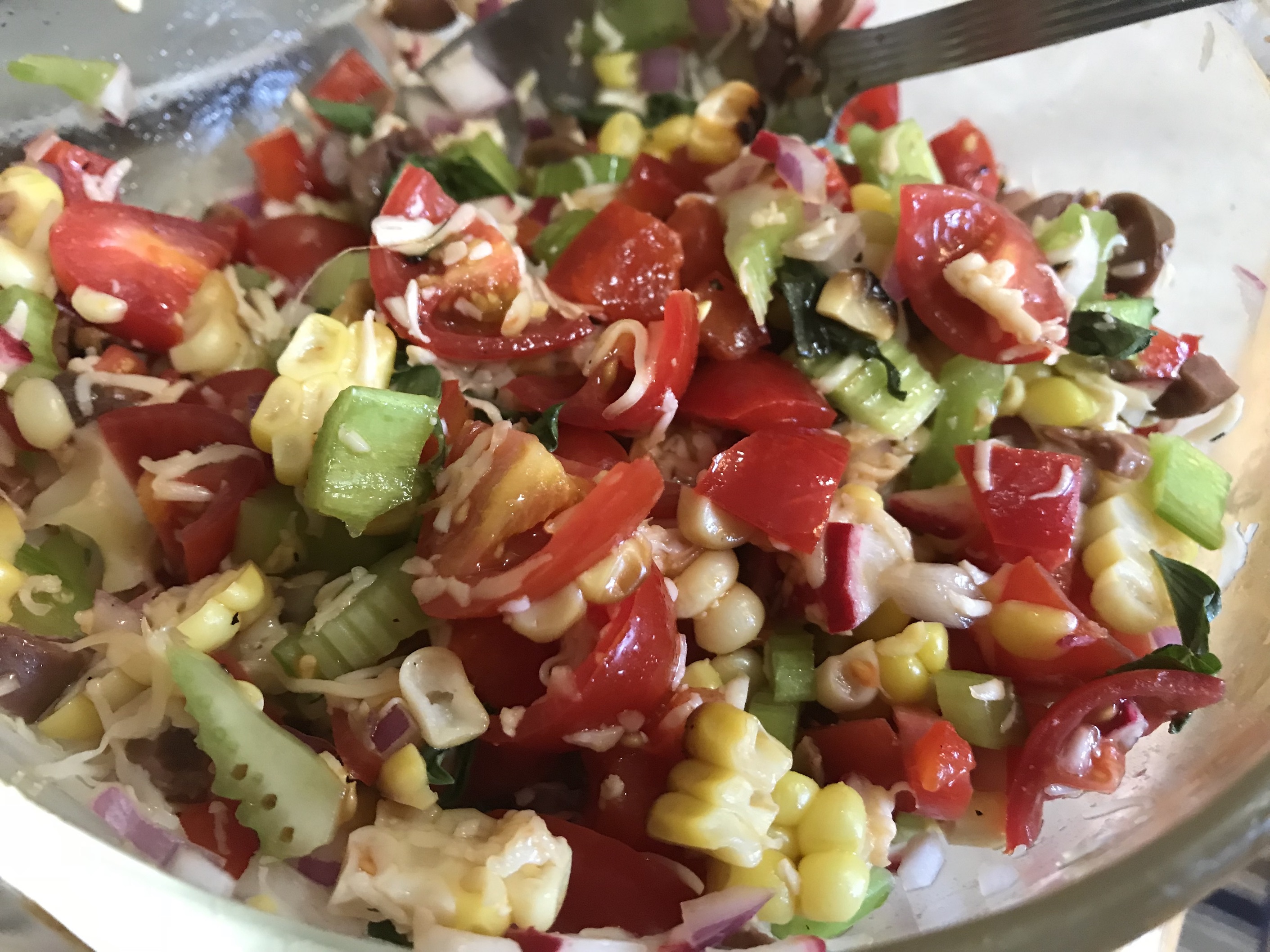 Cucumber Tomato Corn Pepper Salad