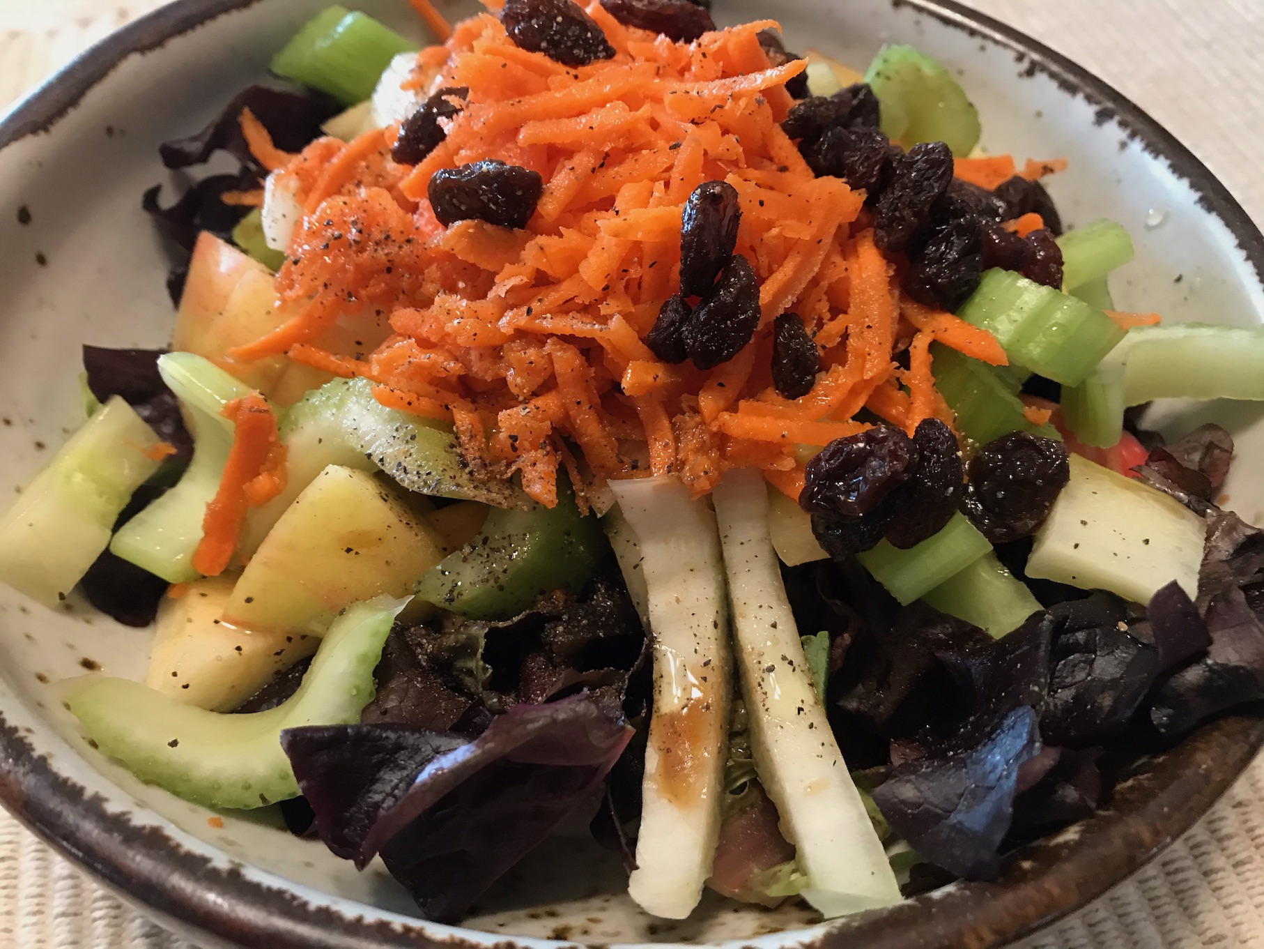 Mixed Fruit & Vegetable Salad with Carrot Salad on top  Mixed Fruit & Vegetable Salad with Carrot Salad on top