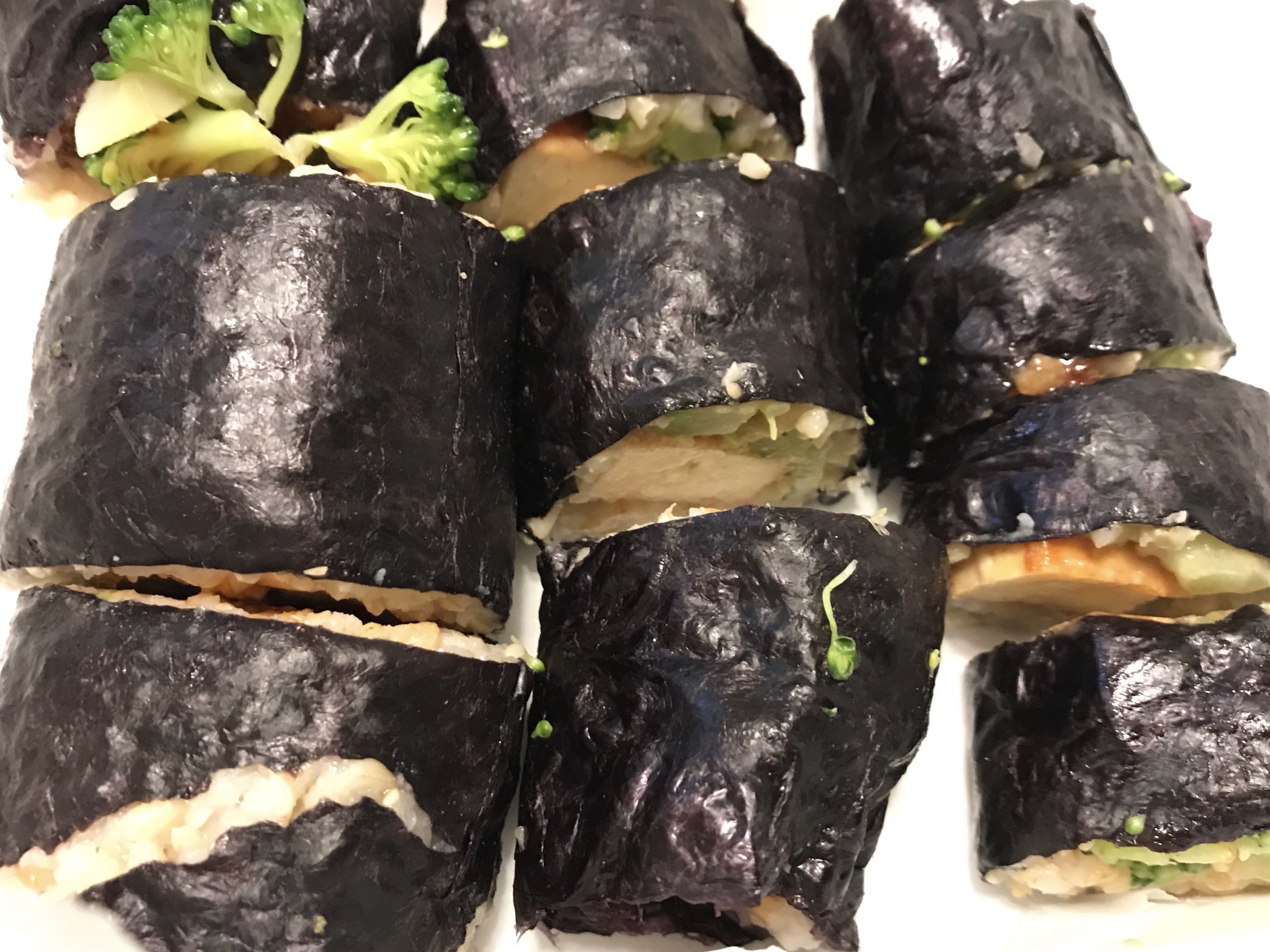 Brown Rice Sushi with Tofu & Quick Blanched Broccoli