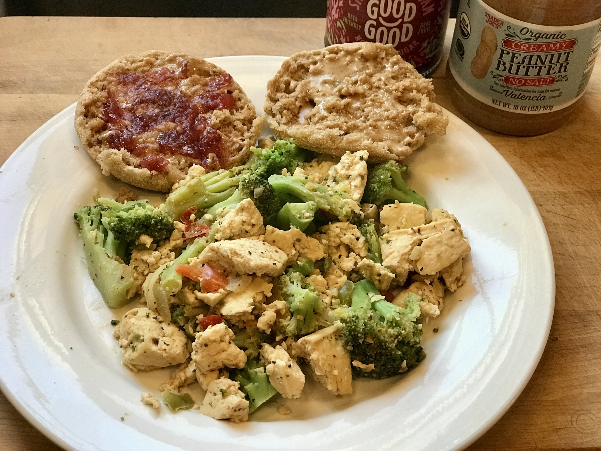 Tofu Scramble with Whole Wheat English Muffins & Peanut Butter