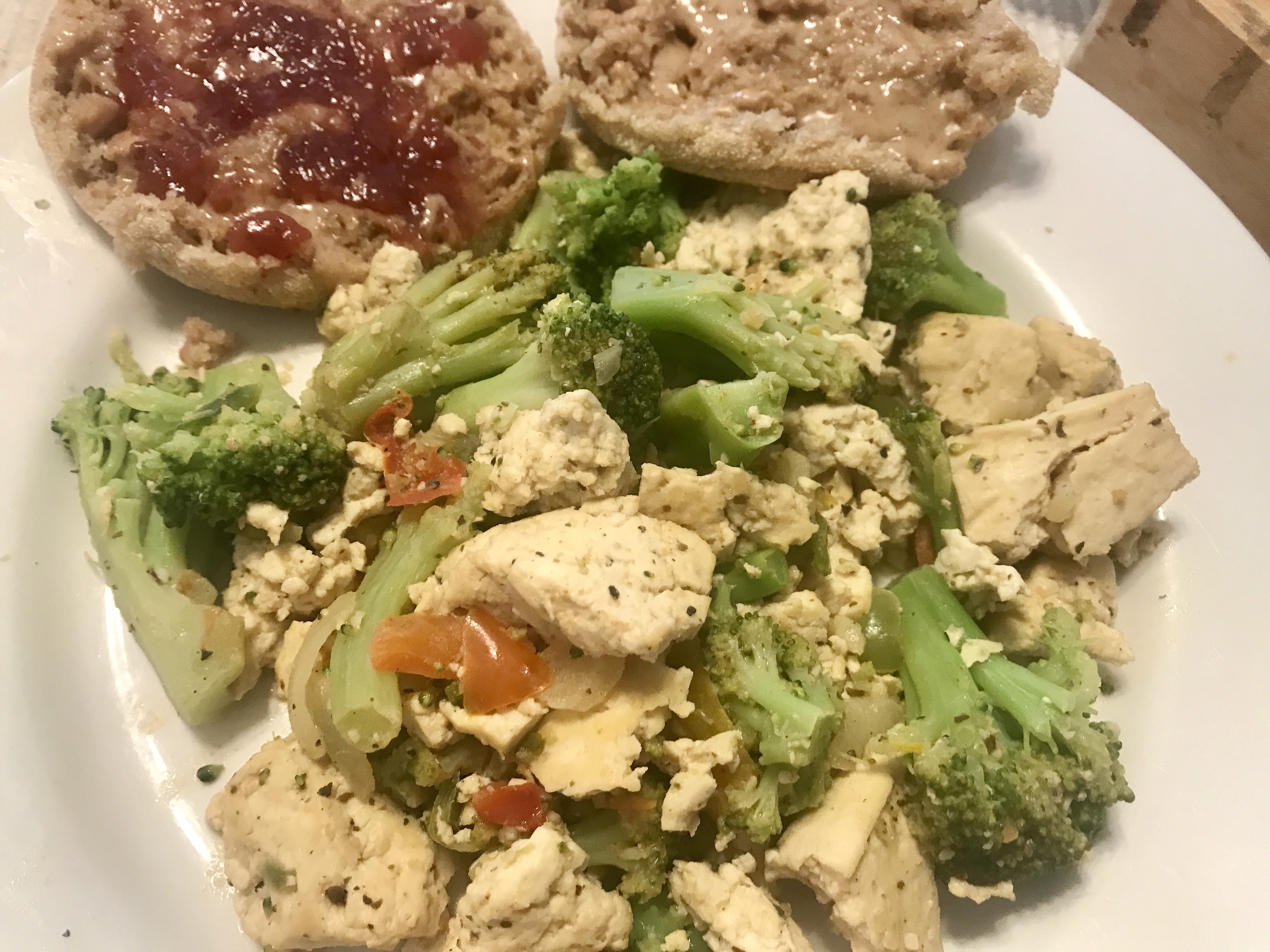 Tofu Scramble SASSY Method with Whole Wheat English Muffin