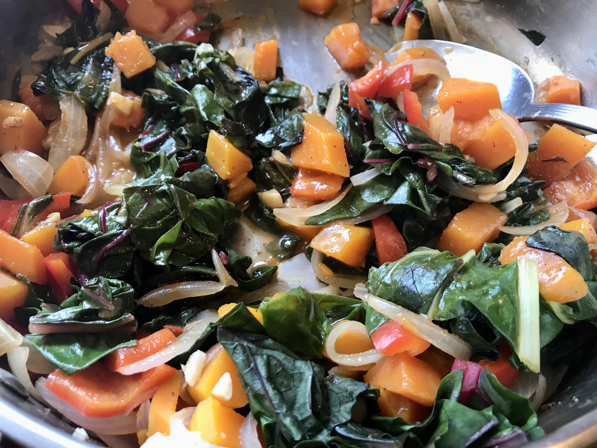 Veggies from the garden - Swiss Chard & Butternut Squash