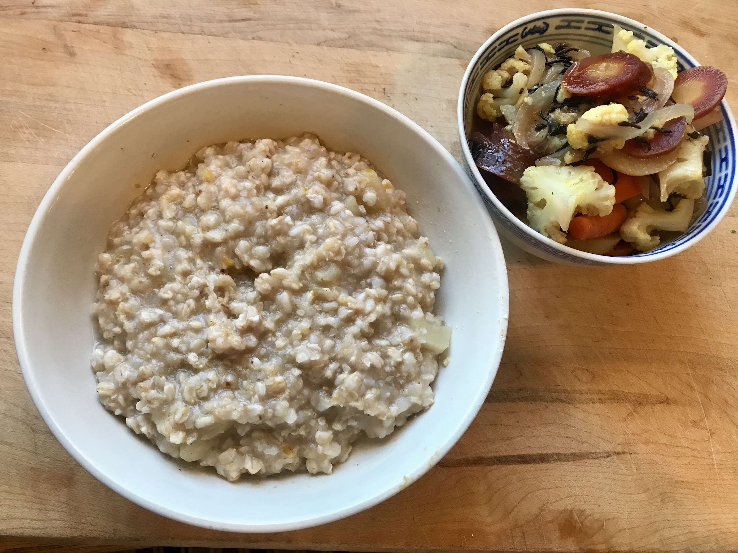 Macrobiotic Breakfast Porridge with Colorful Carrot and Cauliflower Vegetable Medley Macrobiotic Breakfast Porridge with Colorful Carrot and Cauliflower Vegetable Medley