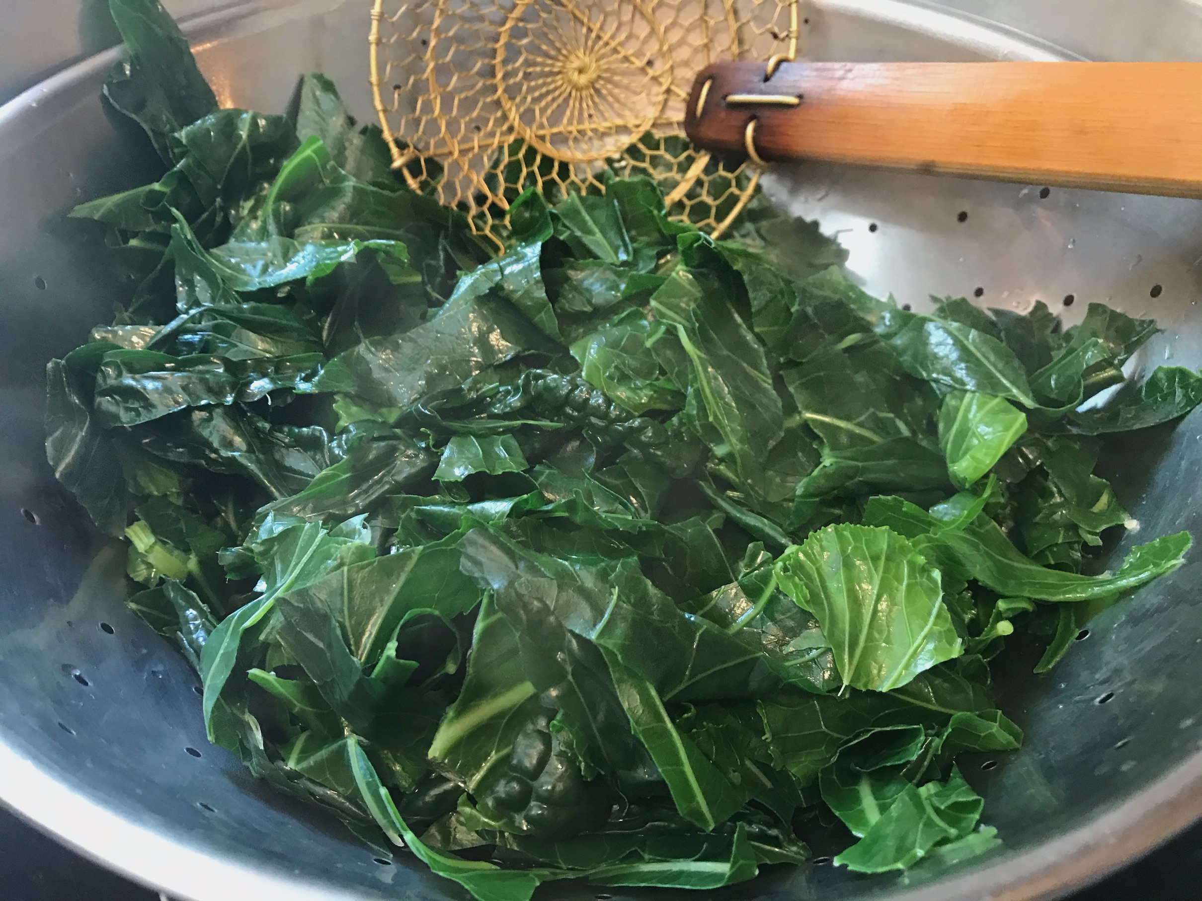 QB Collards for meal prep with spider strainer QB Collards for meal prep with spider strainer