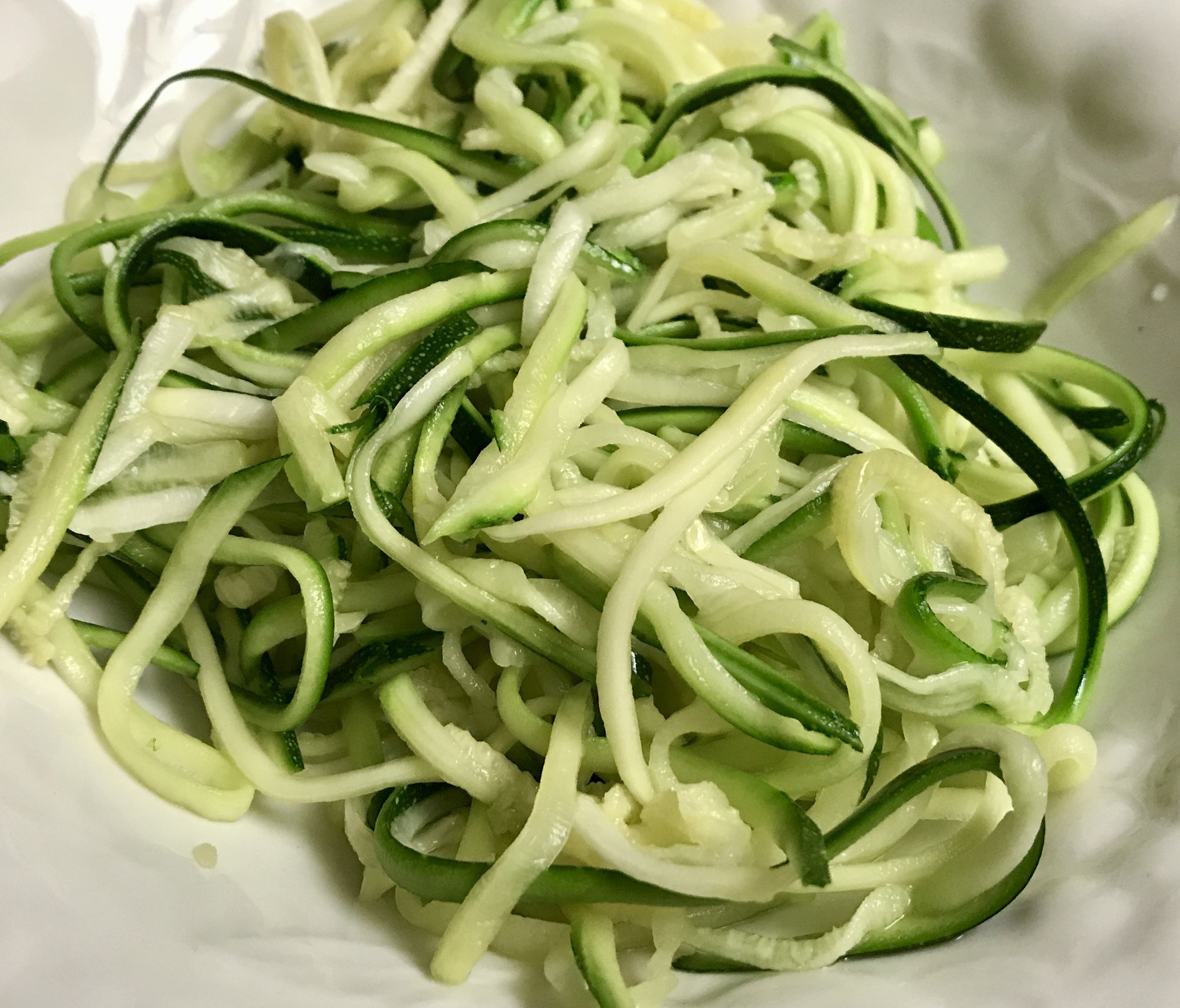 zucchini noodles cut with spiralizer