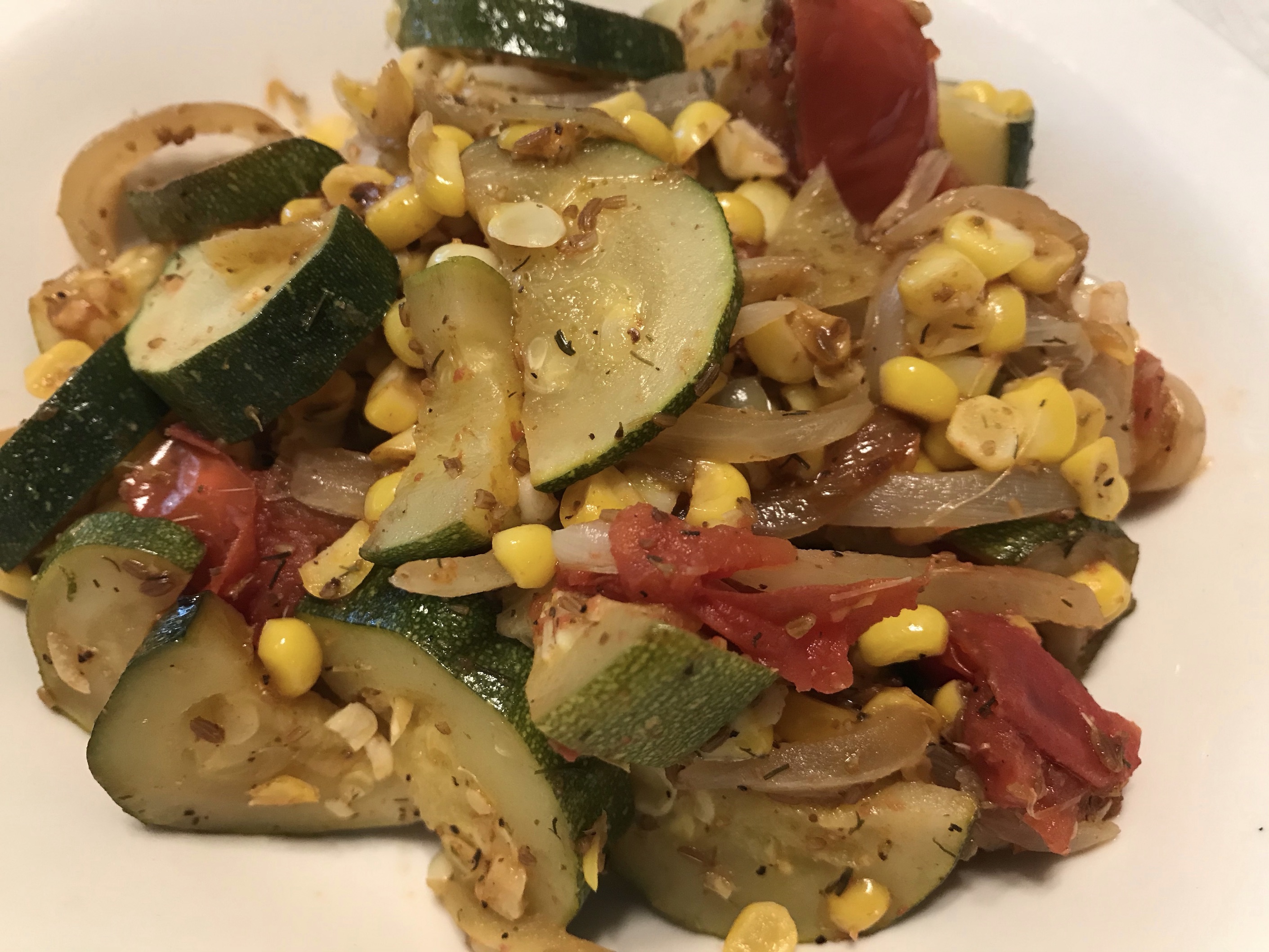 Zucchini Corn Onion and Tomato