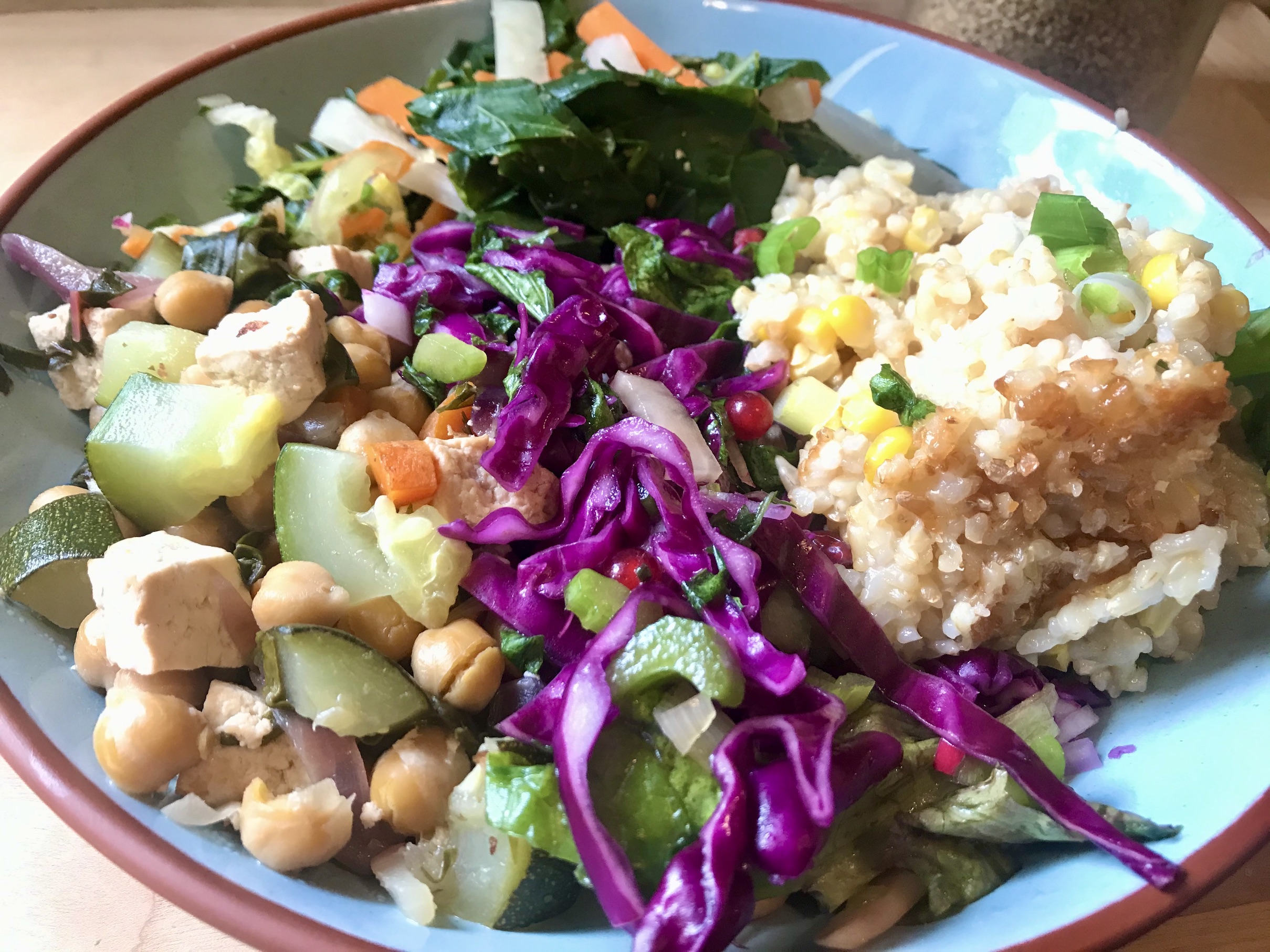 Macrobiotic Meal Brown Rice w/ Corn, Red Cabbage, Black Soy Beans