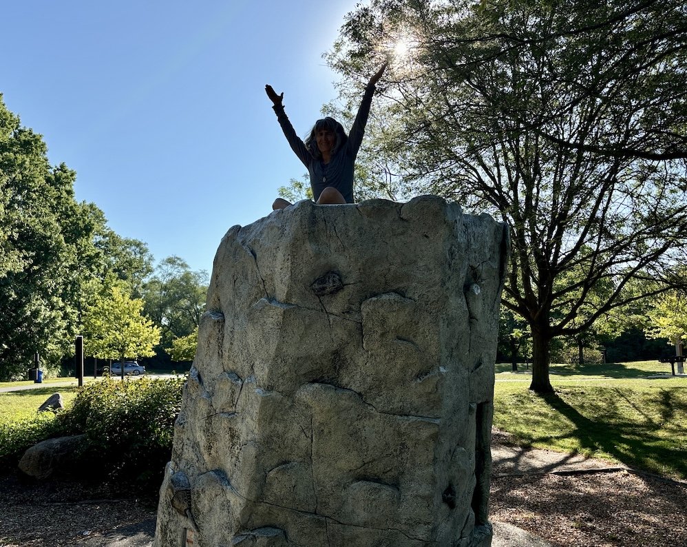 Me on climbing rock at Wildwood Park in Toledo, Ohio